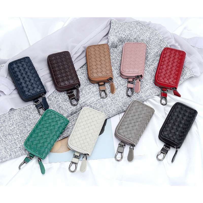 キーケース　メンズ 編み込み風 本革 スマートキーケース