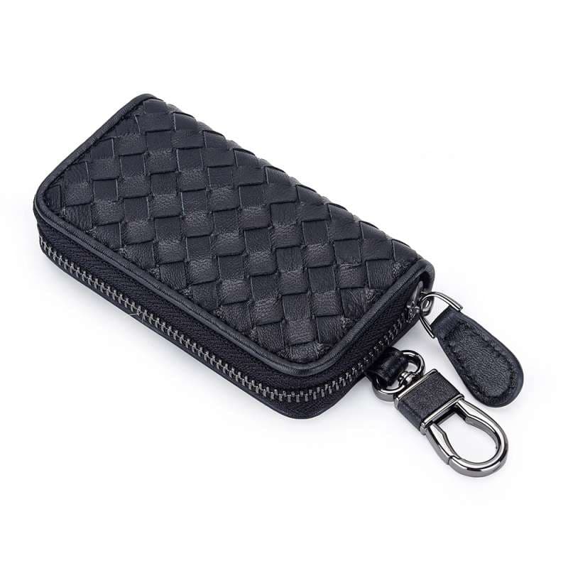 キーケース　メンズ 編み込み風 本革 スマートキーケース